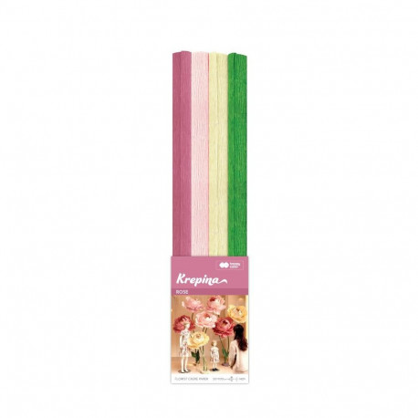 Floristi krepp-paber Rose - 4 värvi, 180g, 50x100cm