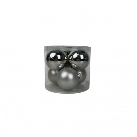 Plastikust hõbedased jõulukuulid D8cm 6tk