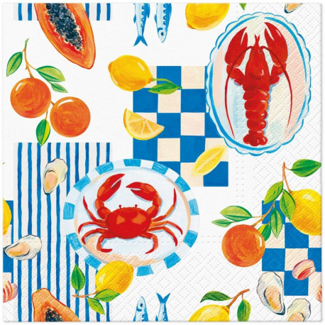 NAPKINS PAPER W CRAB 33X33CM 20PCS
