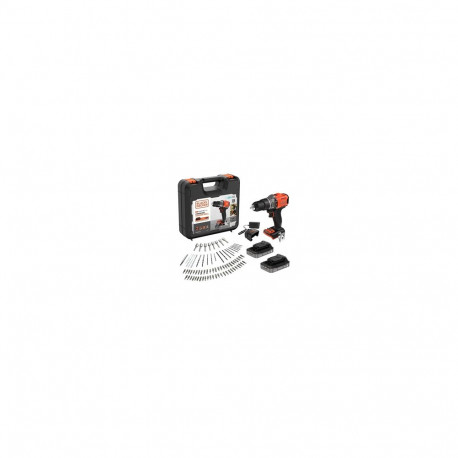 BLACK & DECKER 18V Impact Drill (with 2 x 18V 2.0Ah batteries with charge status indicator, 1A charg