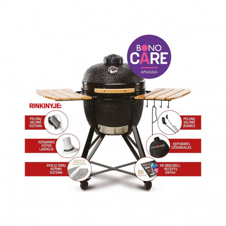 Kamado Bono keraamiline grill Media 20″ käru söega, must