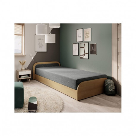 BED 80X190 BRN/GREY MATTRESS.SLATS