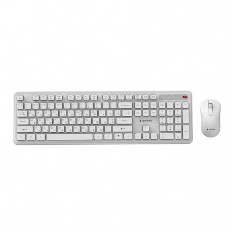 Gembird KBS-WPS-01 Slim Pro Business wireless desktop set, white, RU layout