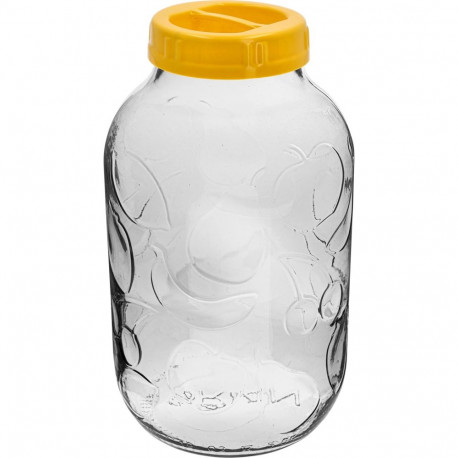 Twist-off klaaspurk 5 L plastkaanega Ø100 ja käepidemega BROWIN 133511, 5 L, klaas