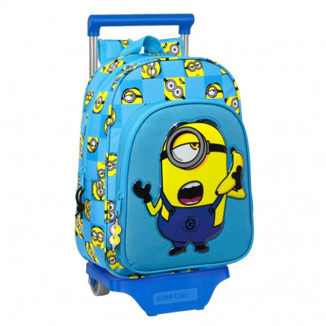 Ratastega koolikott Minions Minionstatic Sinine (26 x 34 x 11 cm)