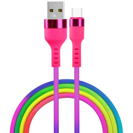 Setty cable USB - USB-C KNA-C-1.22.113 1.2m, rainbow