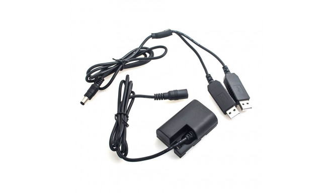 Caruba Canon LP E6 Full Decoding Dummy Batterij + 5V 2A Dubbele USB kabel