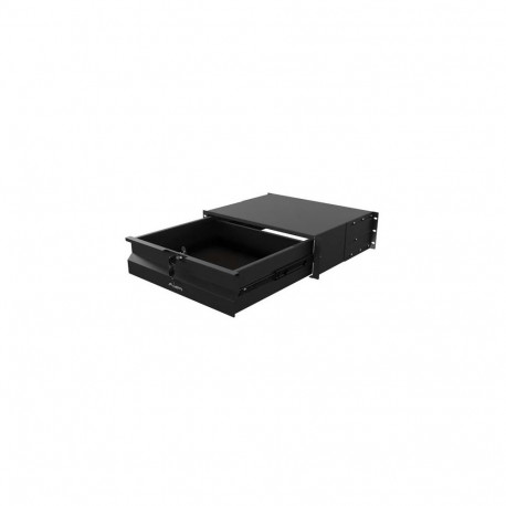 19" rack-sahtel 3U 483 x 360mm 4-punktiline kinnitus kandevõime kuni 90kg, must