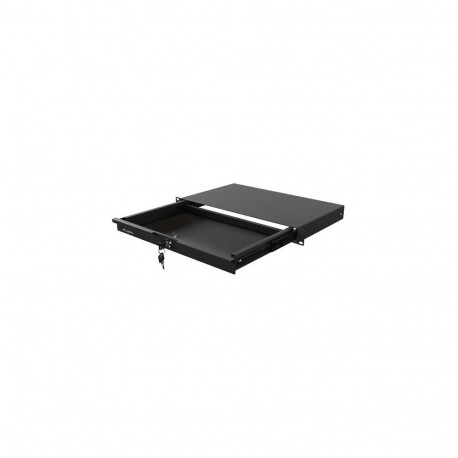 19" Rack Cabinet Drawer 1U 270 mm Black 1U / 483 ? 270 mm, Load Capacity up to 30 kg