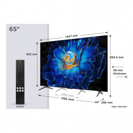 TCL teler C69KS 65C69KS 165.1cm (65") 4K Ultra HD nutikas Wi-Fi, metallik