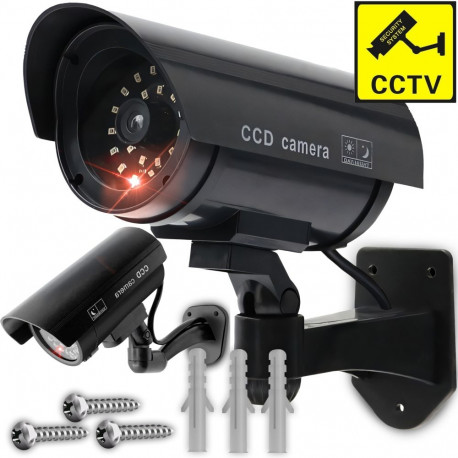 Kamera atrapa zewnętrzna ścienna z diodą migającą ir led monitoring + kołki - e057-2