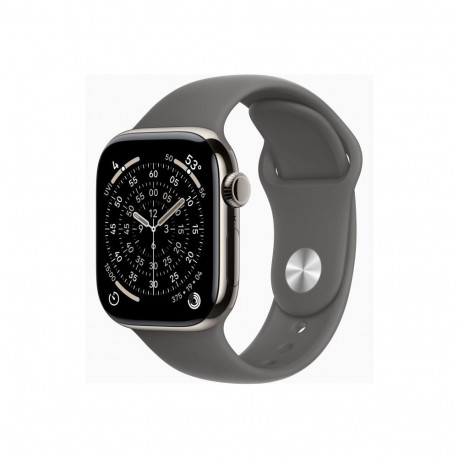 Apple Watch Series 11 GPS + Cellular 42mm Natural Titanium Case with Stone Grey Sport Band - M/L