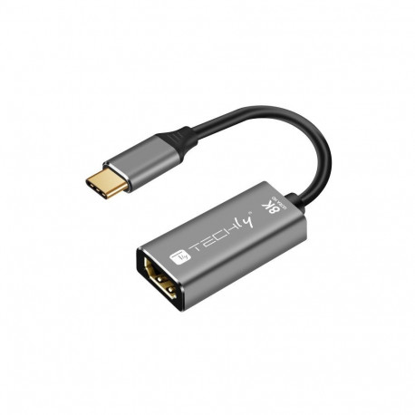 Techly USB graafikaadapter IADAP-USBC-HDMI8 7680x4320pixels, must, hõbe