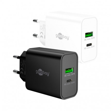 Goobay kiirlaadija 30W USB-C PD GaN Dual, must