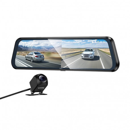 Dashcam for rearview mirror with a display 9,66" 1080p/30fps + rear camera 720p/30fps Hoco DV16 blac