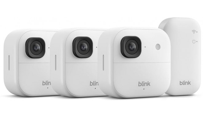 Amazon security camera Blink Outdoor 2K+ (3 Camera System), white