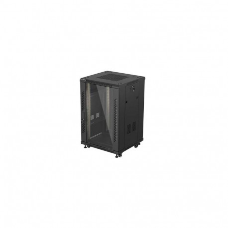 rackkapp 19-inch 18U põrandaline 600x600 perforeeritud uks LCD (flat-pack), must