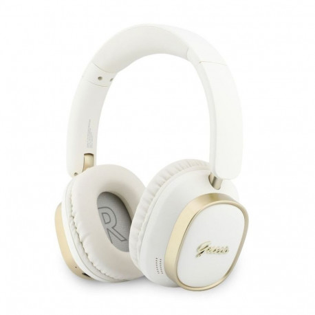 Guess Rectangle Metal Script Logo ENC Wireless Headphone White
