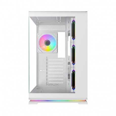 Computer Case - Krux Atron Midi Tower, Tempered Glass, Multi-Color Illumination, White