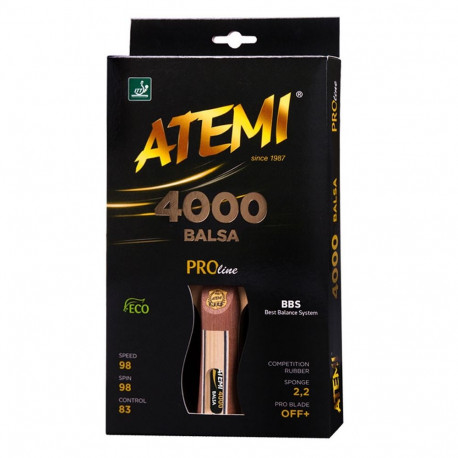 Atemi lauatennise reket 4000 balsapuidust anatoomiline