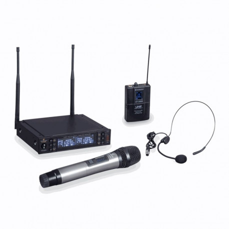Soundsation UHF-mikrofonisüsteem WF-U2302HP, kahe kanaliga, 630–660MHz, käeshoitava ja peamikrofonig