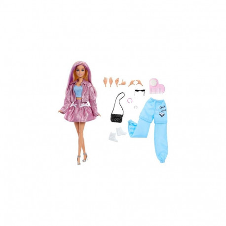 Barbie Deluxe Style Doll with 4 Fashions, 4 Accessories, 4 Interchangeable Hands & Color Change 