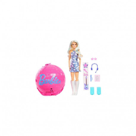 Barbie Team Roll and Reveal Pop Star Doll and Accessories with Blonde Fashion Doll, 8 Surprises s &a