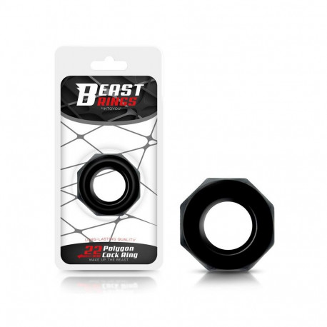 Cock Ring Super Flexible Polygonal 2.2 cm Black