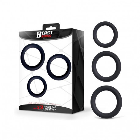 Set of 3 Penis Rings Silicone S, M and L