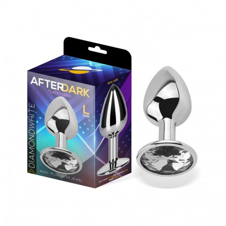 Butt Plug with Jewel White Diamond White Size L Aluminium
