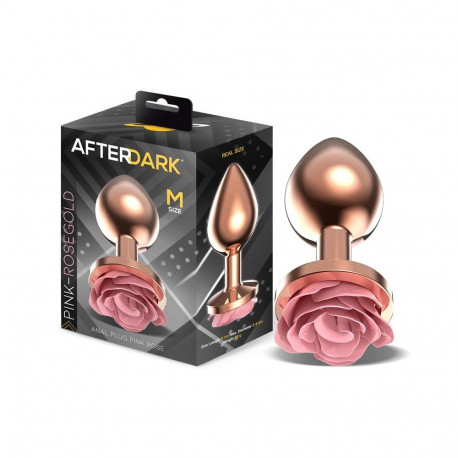 Rosegold Metal Anal Plug with Pink Rose Base - Size M