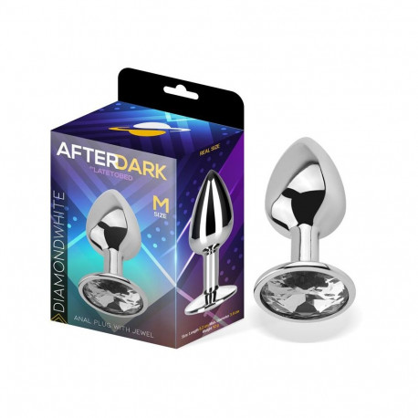 Butt Plug with Jewel Diamond White Size M Aluminium