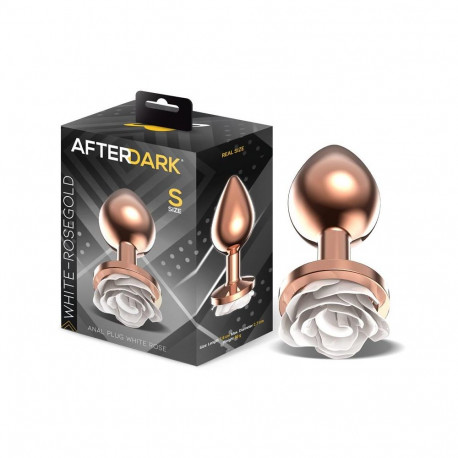 Rosegold Metal Anal Plug with White Rose Base - Size S