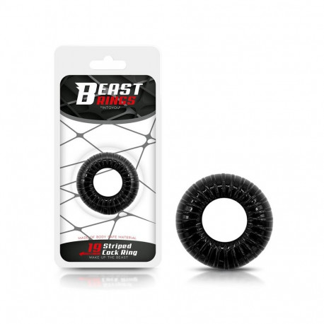 Cock Ring Super Flexible and Resistant Striped 1.9 cm Black