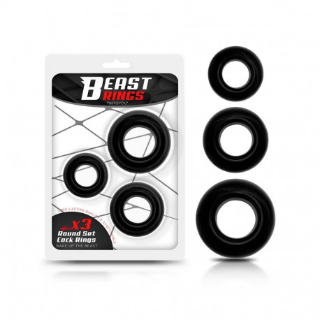 Set of 3 Cock Rings Flexible Black