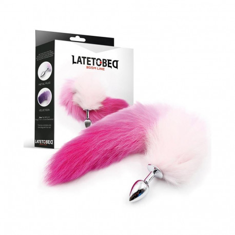 Butt Plug with Pink and White Tail Size S