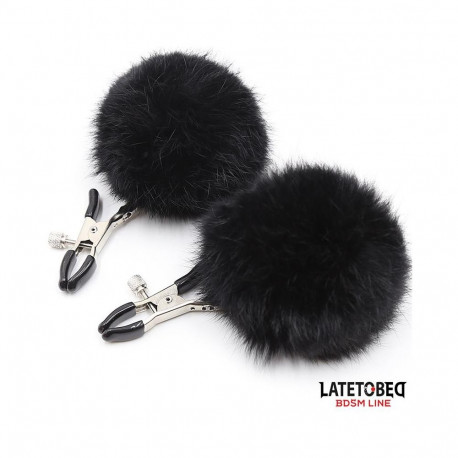 Nipple Clamps with Black Fur