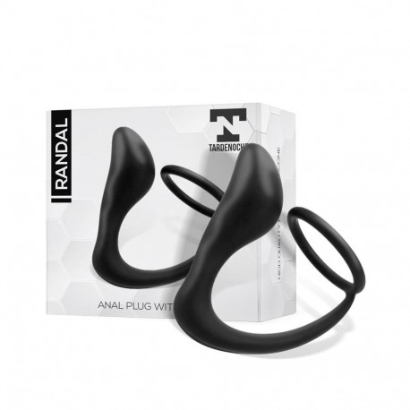 Randal Butt Plug with Penis Ring Silicone Black