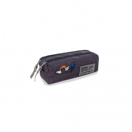 Kahe tõmblukuga pliiatsikott Coolpack EDGE Sparkling Badges Grey