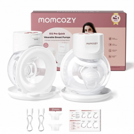 Electric Breast Pump - Momcozy S12 PRO+, 1350 mAh Battery, 240 Min Runtime, White