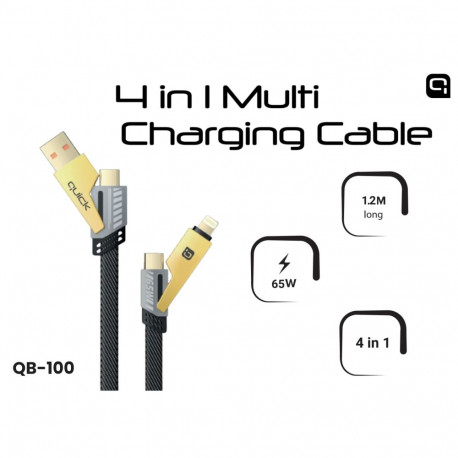 Quick QB-100 Braided 4in1 Multi Charhing and Data Cable 1.2m