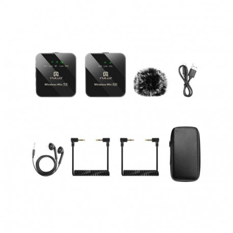 Puluz PU3154B Wireless Lavalier Microphone 2 TX + 1 RX