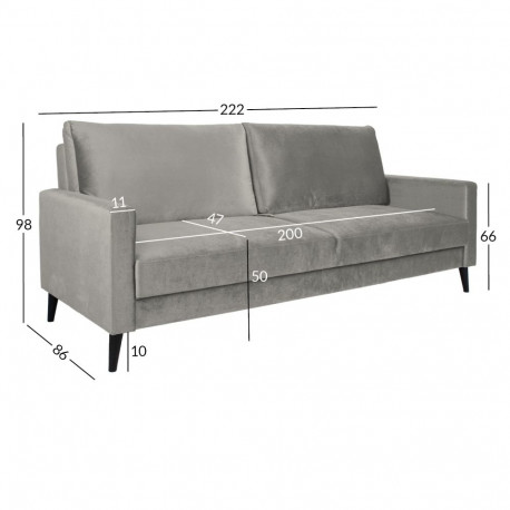 Sofa bed ANNA with storage box, beige velvet
