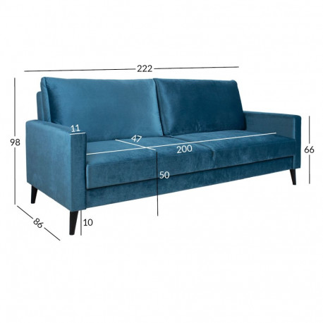 Sofa bed ANNA with storage box, bluish green velvet