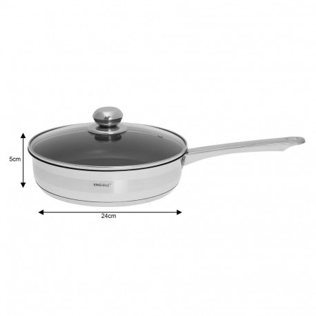 Patelnia głęboka z pokrywką, stal śr.24cm kinghoff
