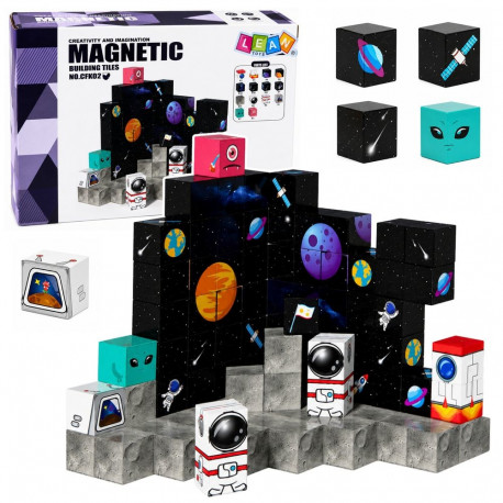Komplekt pikslilisi magnetilisi kuubikuid 3D kosmoseteemaline 100el.