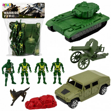 Zestaw Wojskowy Militarny Żołnierzyki Czołg Pojazd Armata 13 el.