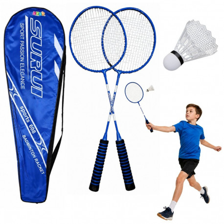 badmintonikomplekt sulgpallireketitega sulgpallidega kotiga, sinine