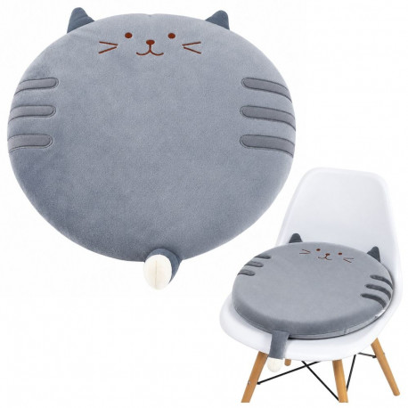 Ümargune pehme plüüšist istmepadi toolile 40cm, hall