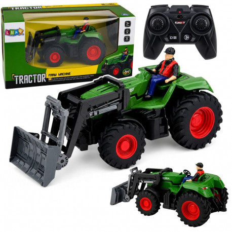 Põllutraktor RC 1:24 kaugjuhtimispultiga koos buldooseriga ja talunikuga